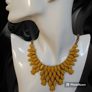 J. CREW Mustard Yellow Marquis Cleopatra Punk Fantasy Castlecore Bib Necklace